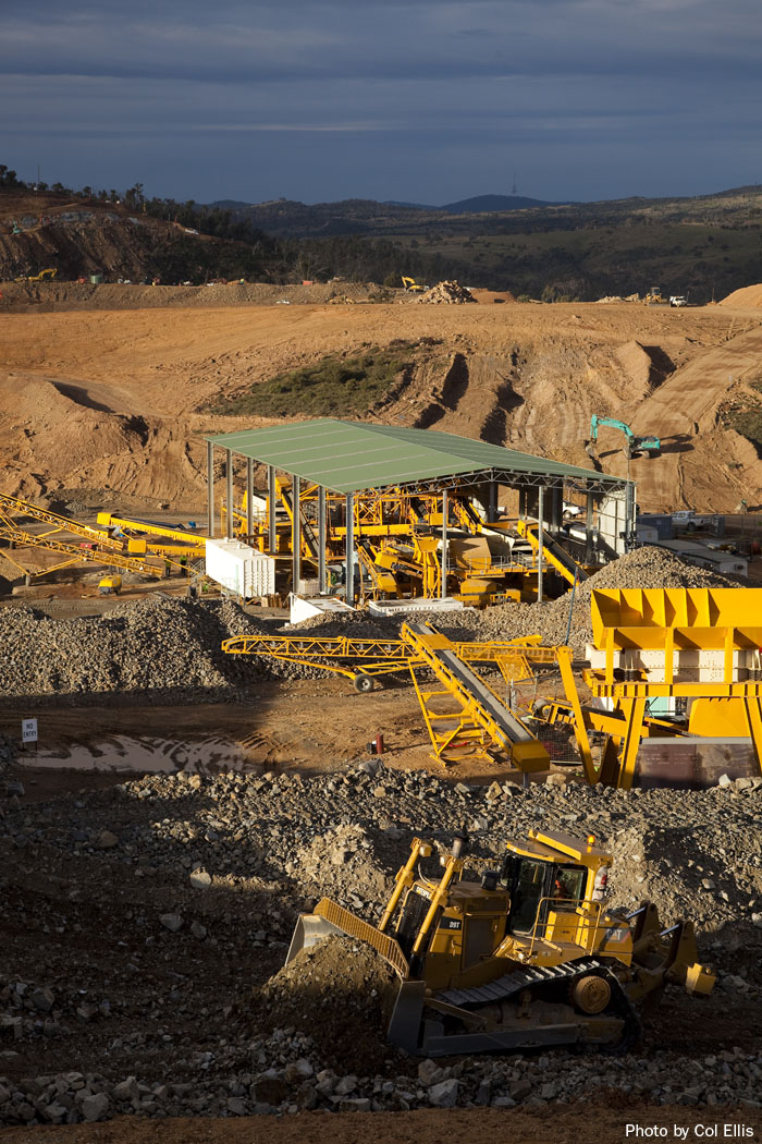 Crusher shed and dozer